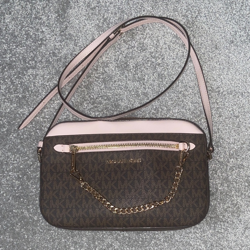 Michael Kors Pink and Brown Crossbody Bag